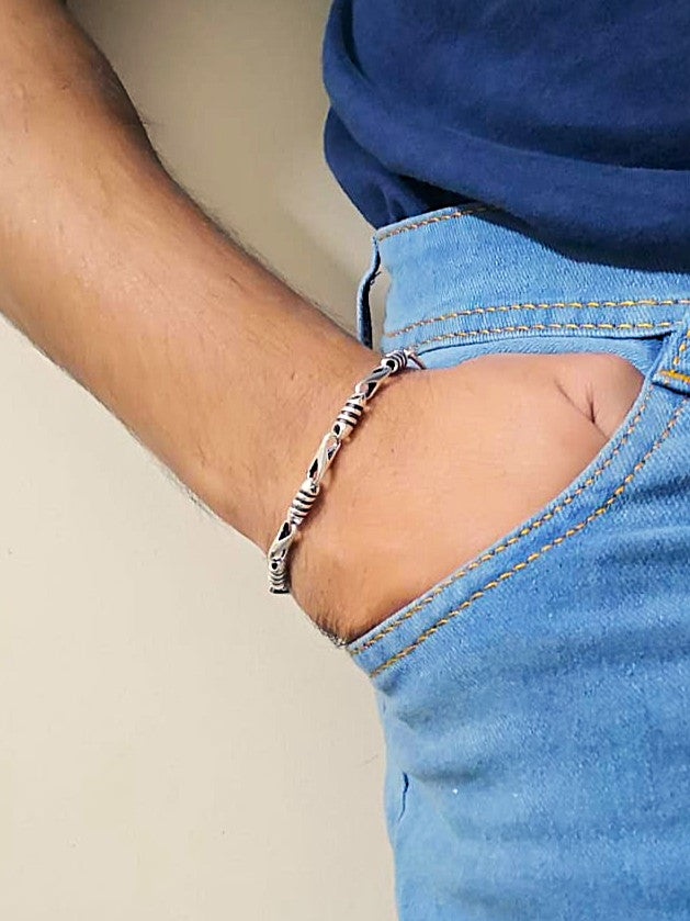 Men's CubanConeCut Oxidised Bracelet