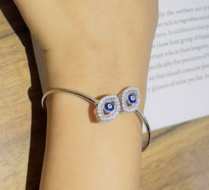 Women Pure 925 Silver Evil Eye Bracelet