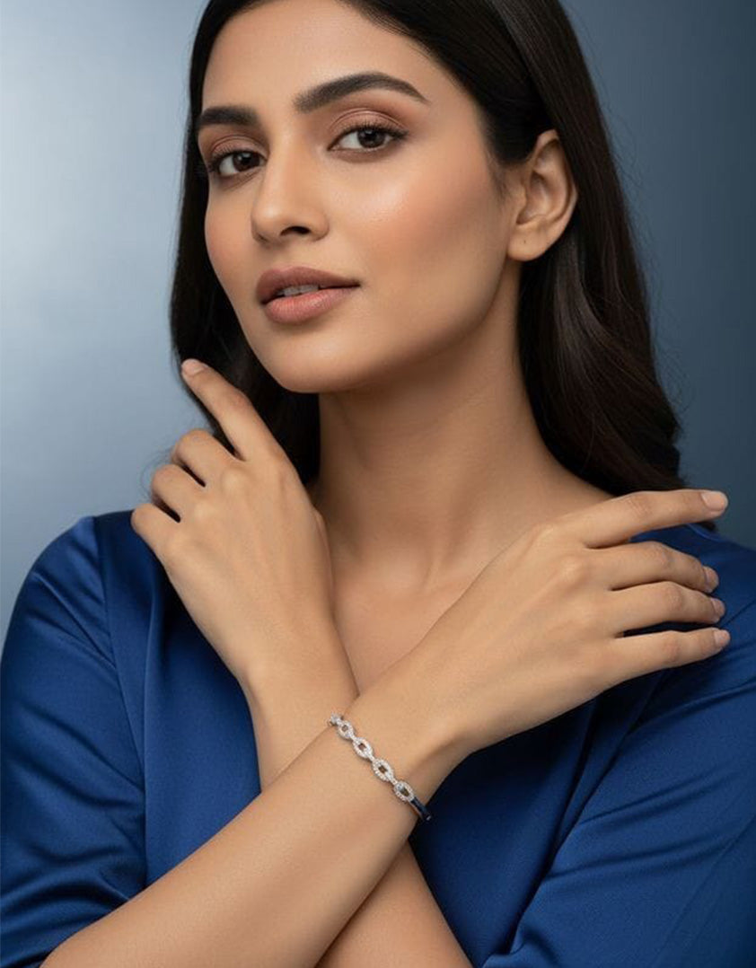 Infinity Grace 925 Silver Bracelet CZ Stones For Women