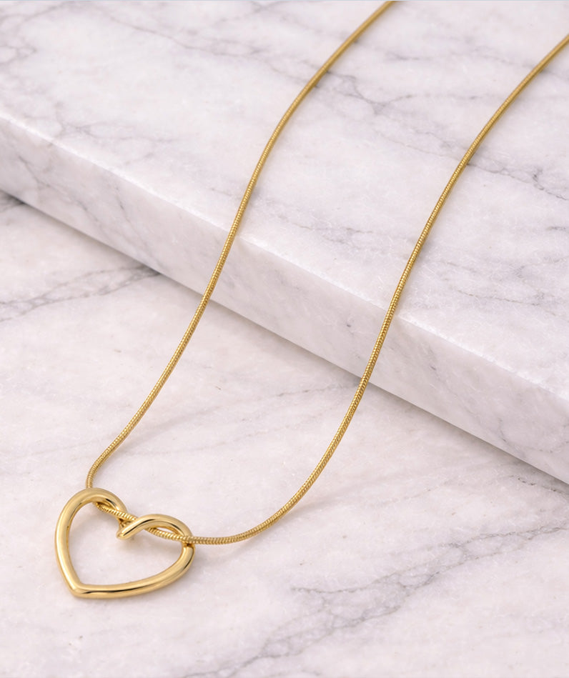 Heart Outlined Gold-Plated Anti Tarnish Necklace