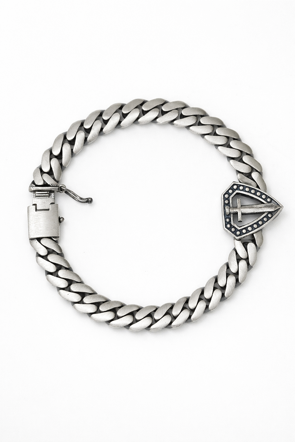 Elite Cross Cuban Men's 925 Silver Bracelet
