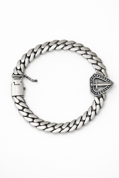 Elite Cross Cuban Men's 925 Silver Bracelet
