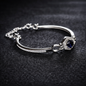 Blue Plated Sapphire & Cubic Zirconia Studded Tennis Woman Silver 925 Bracelet