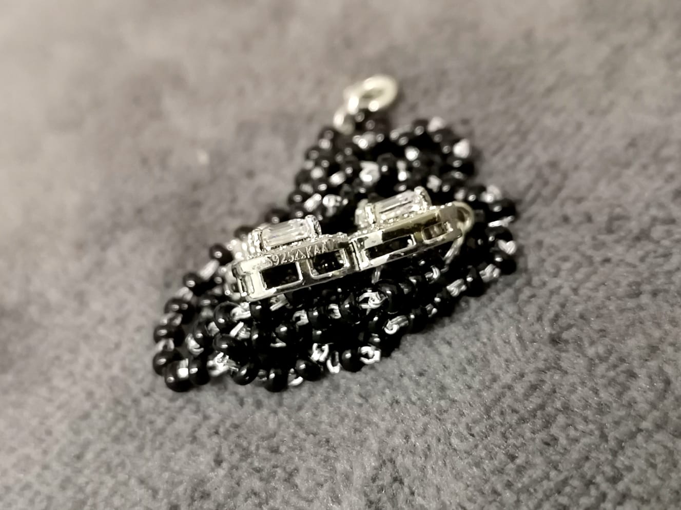 Blooming 925 Pure Silver Sliced Rectangular Shaped Mangalsutra