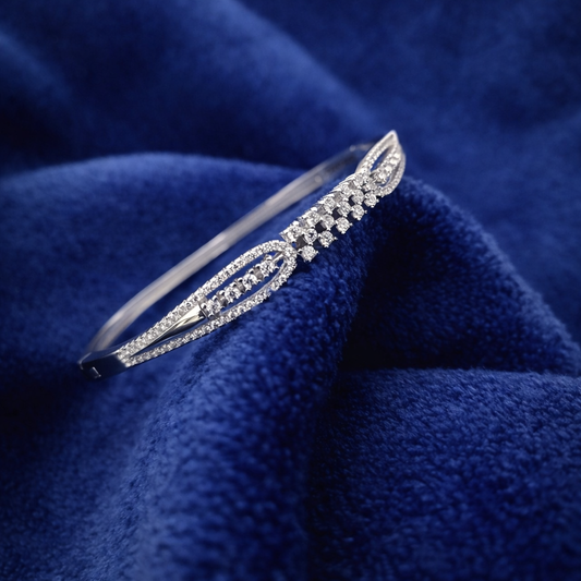 Luxury CZ Stone Studded 925 Silver Bracelet For Women