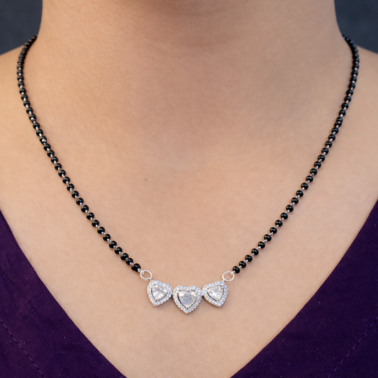 KAAVI Three Heart Mangalsutra Pure 925 Silver