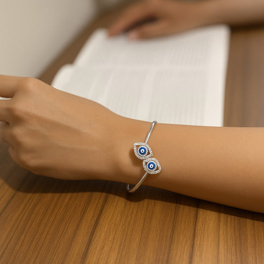Women Pure 925 Silver Evil Eye Bracelet