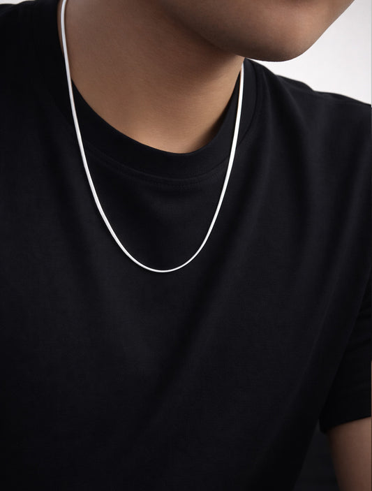 Men's Herringbone Pure 925 Silver Chain