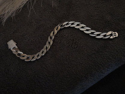 Men's Classic Cuban Leafy Cut Pure Silver Bracelet