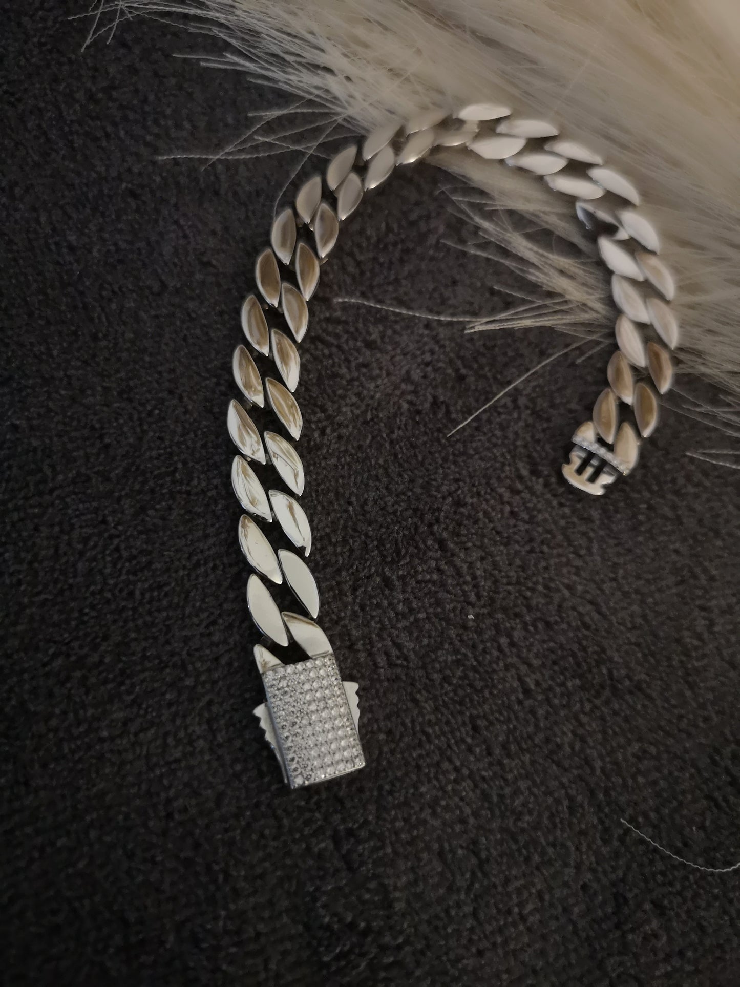 Men's Classic Cuban Leafy Cut Pure Silver Bracelet