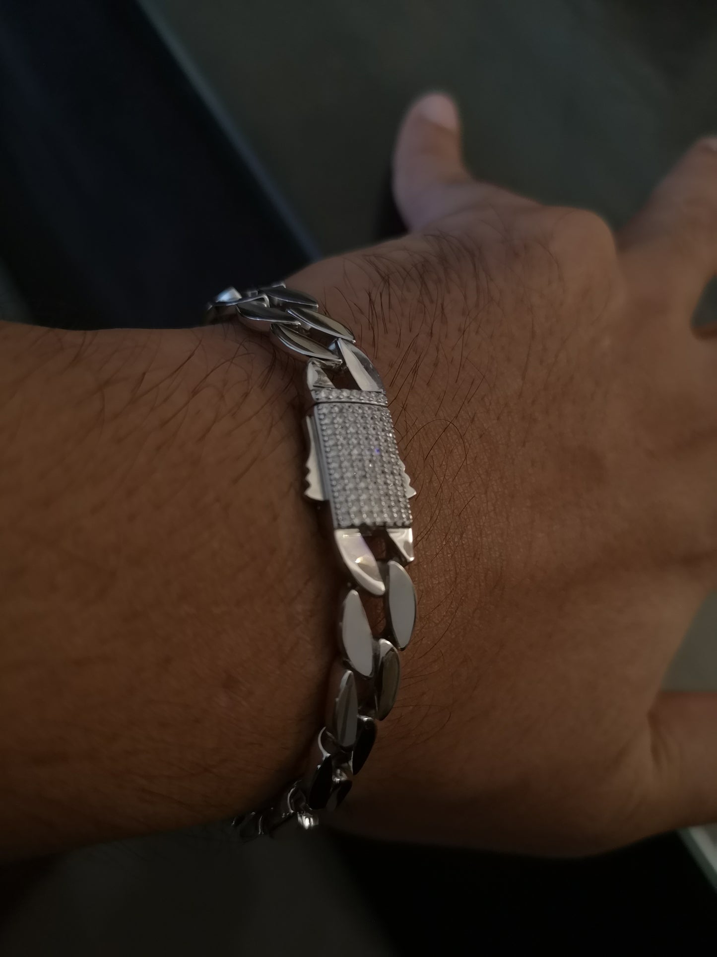 Men's Classic Cuban Leafy Cut Pure Silver Bracelet