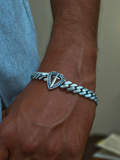 Elite Cross Cuban Men's 925 Silver Bracelet