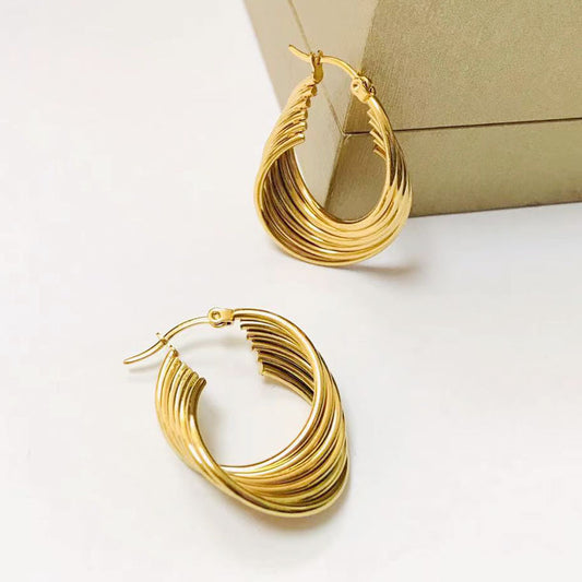 1 Pair Lady Geometric 18k Gold Plated Female Earrings