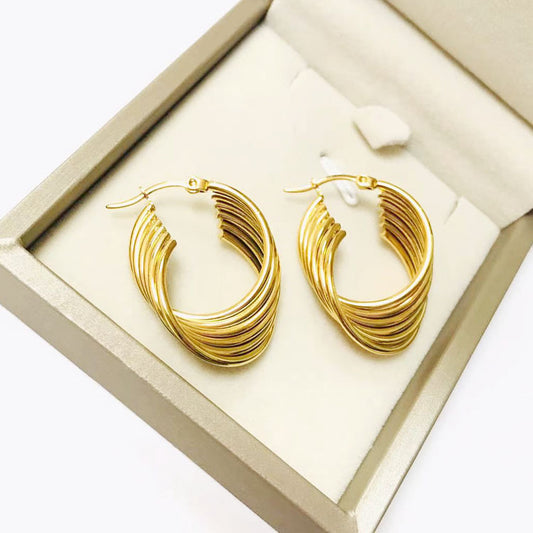 1 Pair Lady Geometric 18k Gold Plated Female Earrings