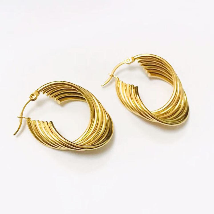 1 Pair Lady Geometric 18k Gold Plated Female Earrings