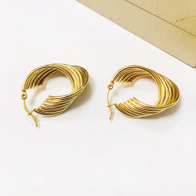 1 Pair Lady Geometric 18k Gold Plated Female Earrings