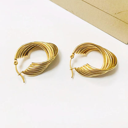 1 Pair Lady Geometric 18k Gold Plated Female Earrings