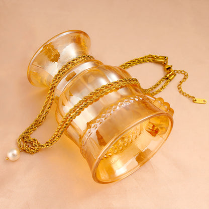 Elegant Rope Twisted Double Layer 18K Gold Plated Necklaces