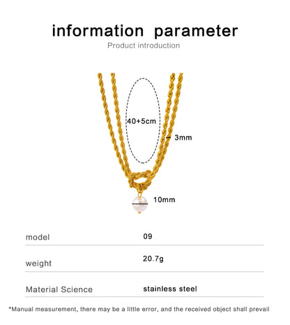 Elegant Rope Twisted Double Layer 18K Gold Plated Necklaces