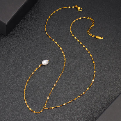 Elegant Pearl Pendant Necklace With 18K Gold Plating Sweater Chain For Women