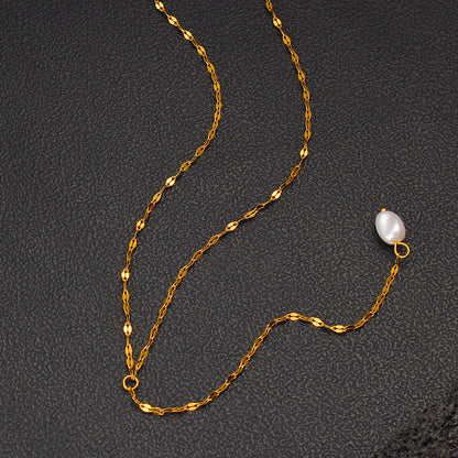 Elegant Pearl Pendant Necklace With 18K Gold Plating Sweater Chain For Women