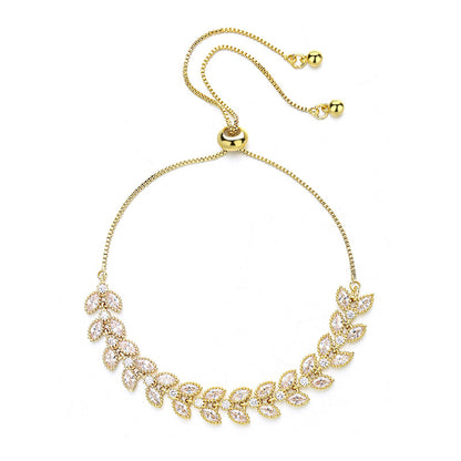 Adjustable Full Drill Women's Gold Plated Luxury Bohemian Style Bracelet