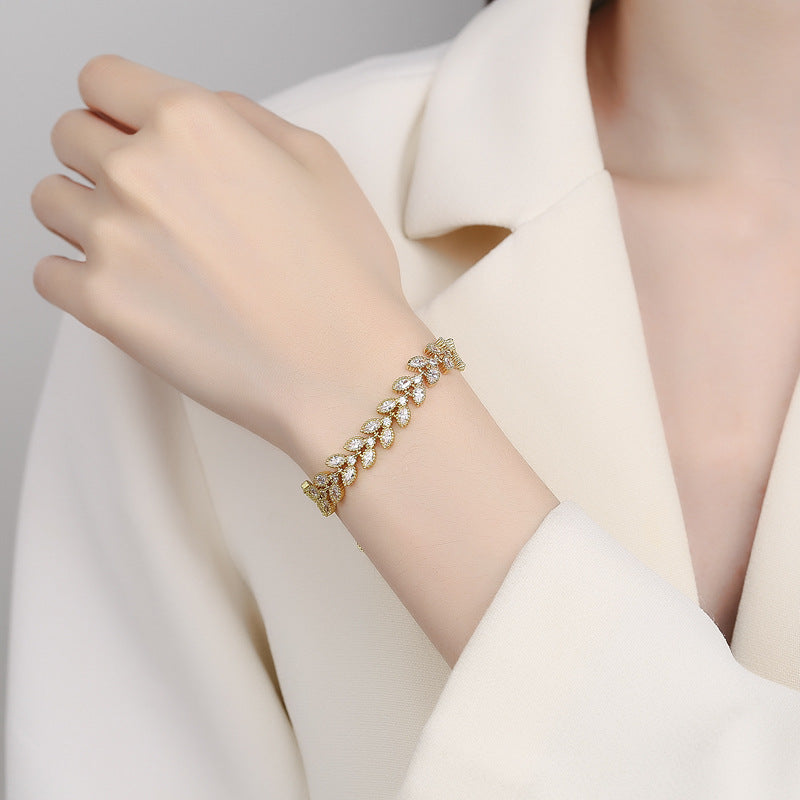 Adjustable Full Drill Women's Gold Plated Luxury Bohemian Style Bracelet