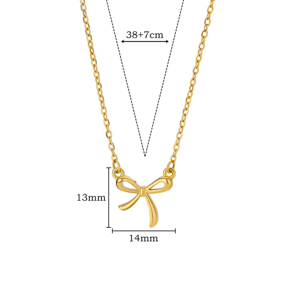 Elegant Bow Knot 18 K Gold Thick Plated Necklace For Women
