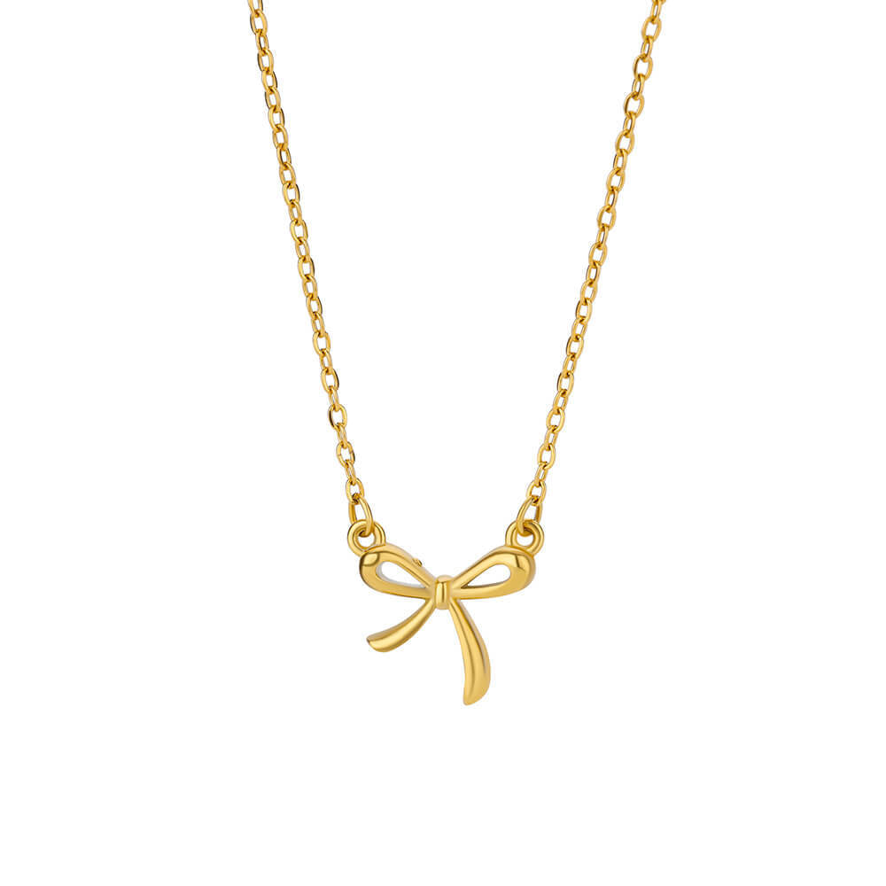 Elegant Bow Knot 18 K Gold Thick Plated Necklace For Women