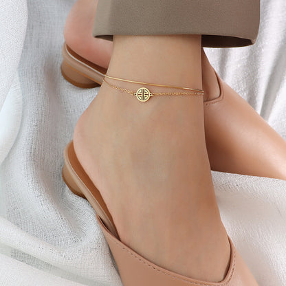 PVD Geometric 18K Gold Plated Anklet For Female