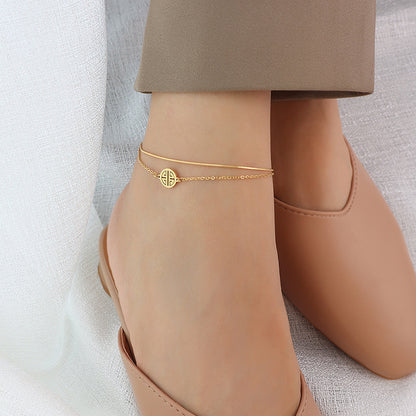 PVD Geometric 18K Gold Plated Anklet For Female