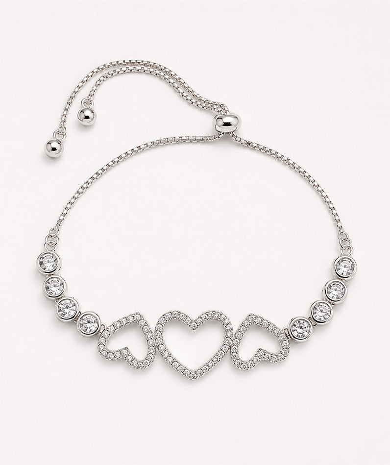 Silver Classic Blooming Heart Bracelet