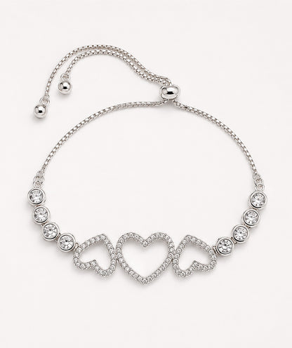 Silver Classic Blooming Heart Bracelet