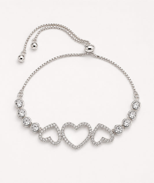 Silver Classic Blooming Heart Bracelet