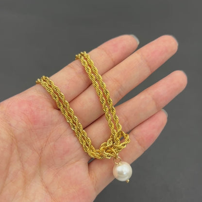 Elegant Rope Twisted Double Layer 18K Gold Plated Necklaces