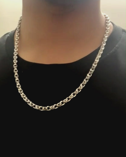 Eagle embosed 925 Pure Silver Men's Chain