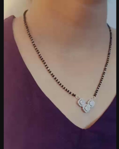 Blooming 925 Pure Silver Sliced Rectangular Shaped Mangalsutra